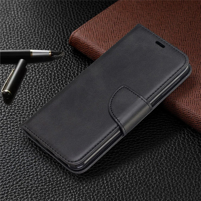 PU Leather Wallet Stand Phone Shell Cover for Samsung Galaxy A20e - Black - 7