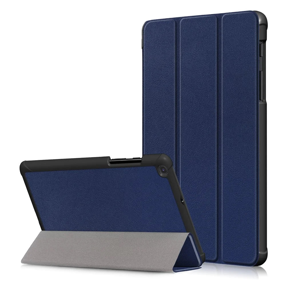 Large Cut-Out Tri-fold Stand Microfiber Lining Drop Protection Leather Case for Samsung Galaxy Tab A 8.0 Wi-Fi (2019) T290 /  LTE T295 T297 - Blue - 1
