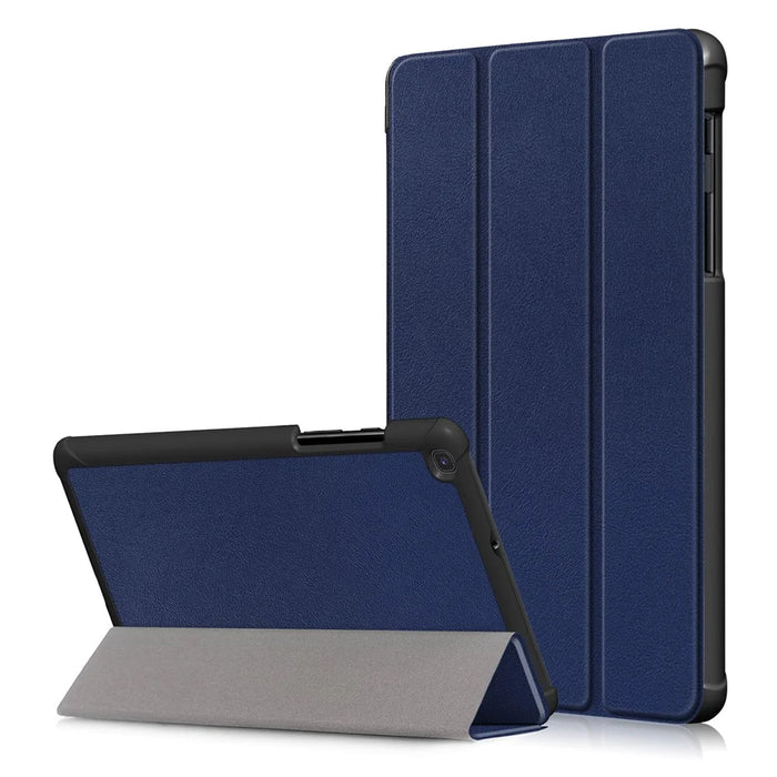 Large Cut-Out Tri-fold Stand Microfiber Lining Drop Protection Leather Case for Samsung Galaxy Tab A 8.0 Wi-Fi (2019) T290 /  LTE T295 T297 - Blue - 1