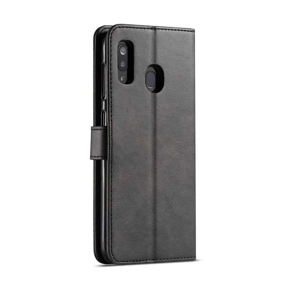 LC.IMEEKE Leather Wallet Stand Casing for Samsung Galaxy A20e - Black - 3