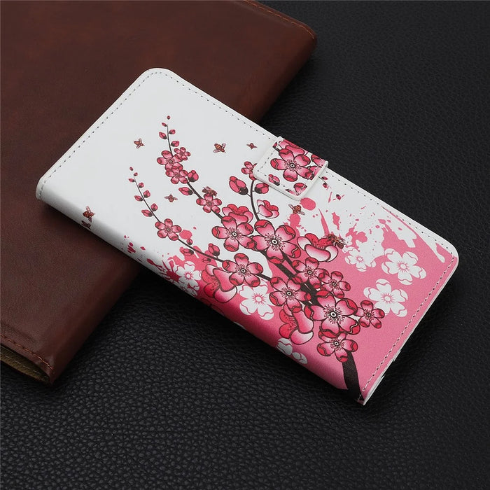 Pattern Printing Leather Wallet Stand Case for Samsung Galaxy Note 10 / Note 10 5G - Plum Blossom - 6