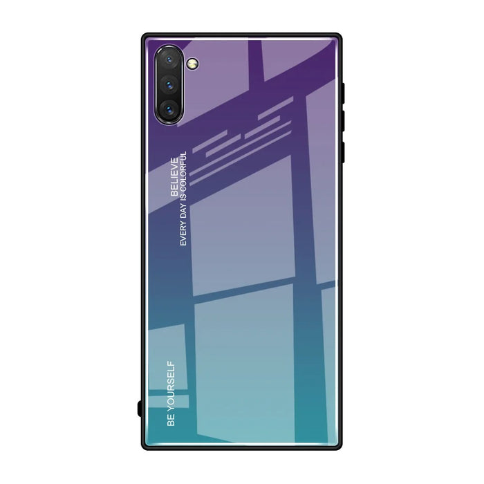 Gradient Color Style Glass + TPU Phone Covering Shell Cover for Samsung Galaxy Note 10 / Note 10 5G - Panda - Purple / Blue - 2