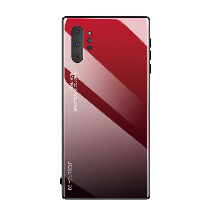 Gradient Color Glass + TPU Hybrid Cell Phone Case for Samsung Galaxy Note 10 Plus / 10 Plus 5G - Red / Black - 1