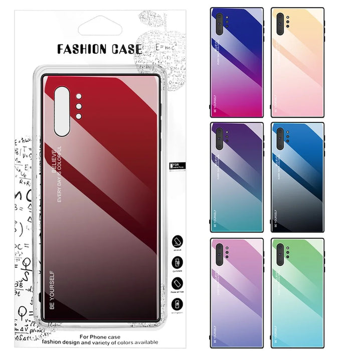 Gradient Color Glass + TPU Hybrid Cell Phone Case for Samsung Galaxy Note 10 Plus / 10 Plus 5G - Red / Black - 3