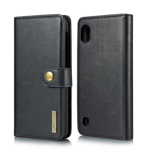 DG.MING Split Leather Phone Cover with Wallet Slot Shell for Samsung Galaxy A10 - Black - 2
