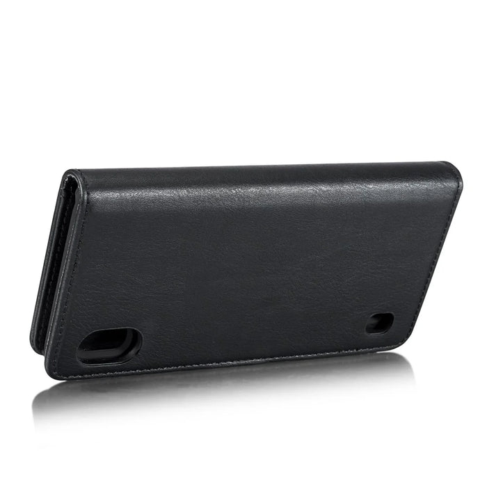 DG.MING Split Leather Phone Cover with Wallet Slot Shell for Samsung Galaxy A10 - Black - 6