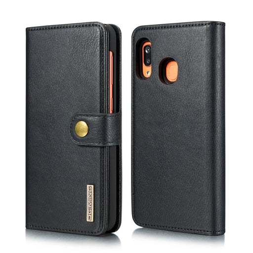 DG.MING Split Leather Phone Shell for Samsung Galaxy A30 / A20 - Black - 2