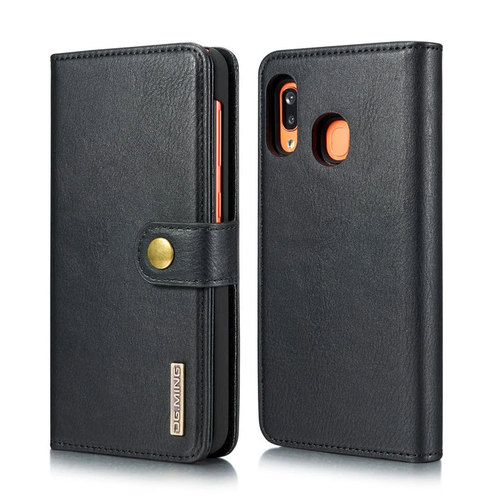 DG.MING Split Leather Phone Shell for Samsung Galaxy A30 / A20 - Black - 2
