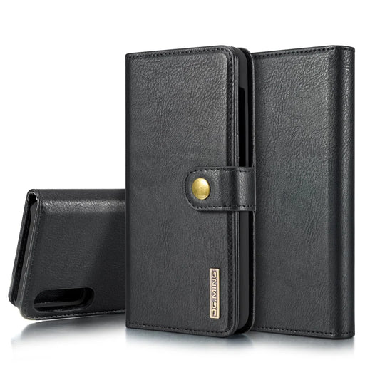 DG.MING Split Leather Phone Case Shell for Samsung Galaxy A50 / A50s / A30s - Black - 1
