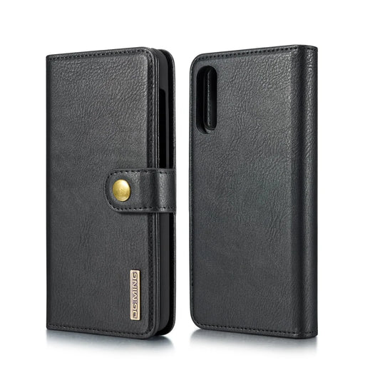 DG.MING Split Leather Phone Case Shell for Samsung Galaxy A50 / A50s / A30s - Black - 2
