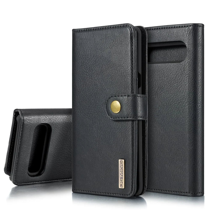 DG.MING Split Leather Phone Shell with Wallet Slot for Samsung Galaxy S10 5G - Black - 1