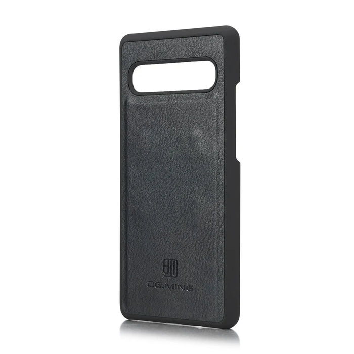 DG.MING Split Leather Phone Shell with Wallet Slot for Samsung Galaxy S10 5G - Black - 5