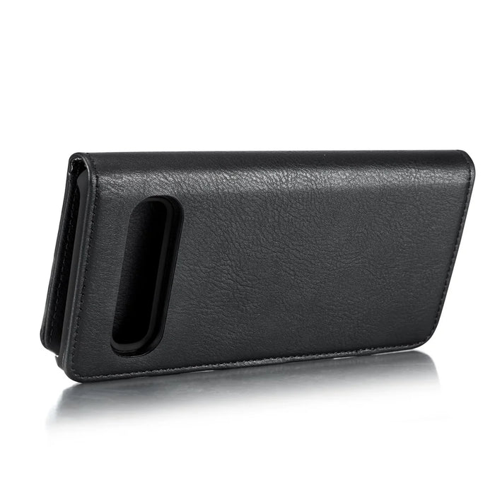 DG.MING Split Leather Phone Shell with Wallet Slot for Samsung Galaxy S10 5G - Black - 6