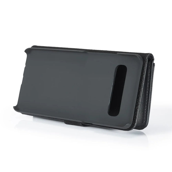 DG.MING Split Leather Phone Shell with Wallet Slot for Samsung Galaxy S10 5G - Black - 7