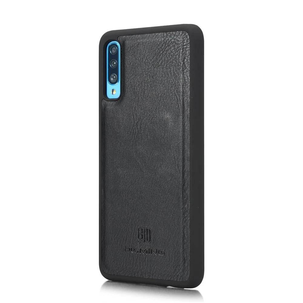 DG.MING Split Leather Phone Cover Shell for Samsung Galaxy A70 - Black - 5