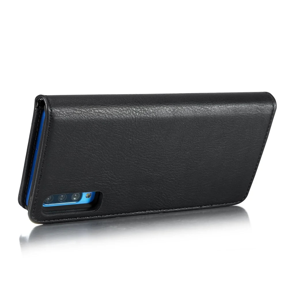 DG.MING Split Leather Phone Cover Shell for Samsung Galaxy A70 - Black - 6