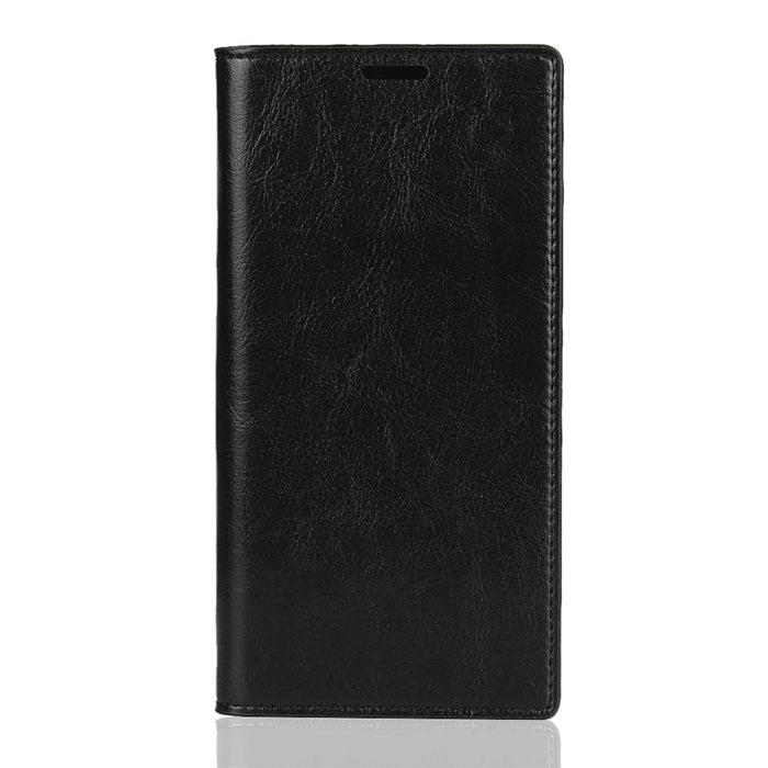 Crazy Horse Skin Genuine Leather Wallet Phone Case for Samsung Galaxy Note 10 Plus / 10 Plus 5G - Black - 2
