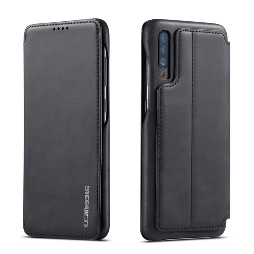 LC.IMEEKE Retro Style Leather Casing with Card Holder for Samsung Galaxy A50/A50s/A30s - Black - 1