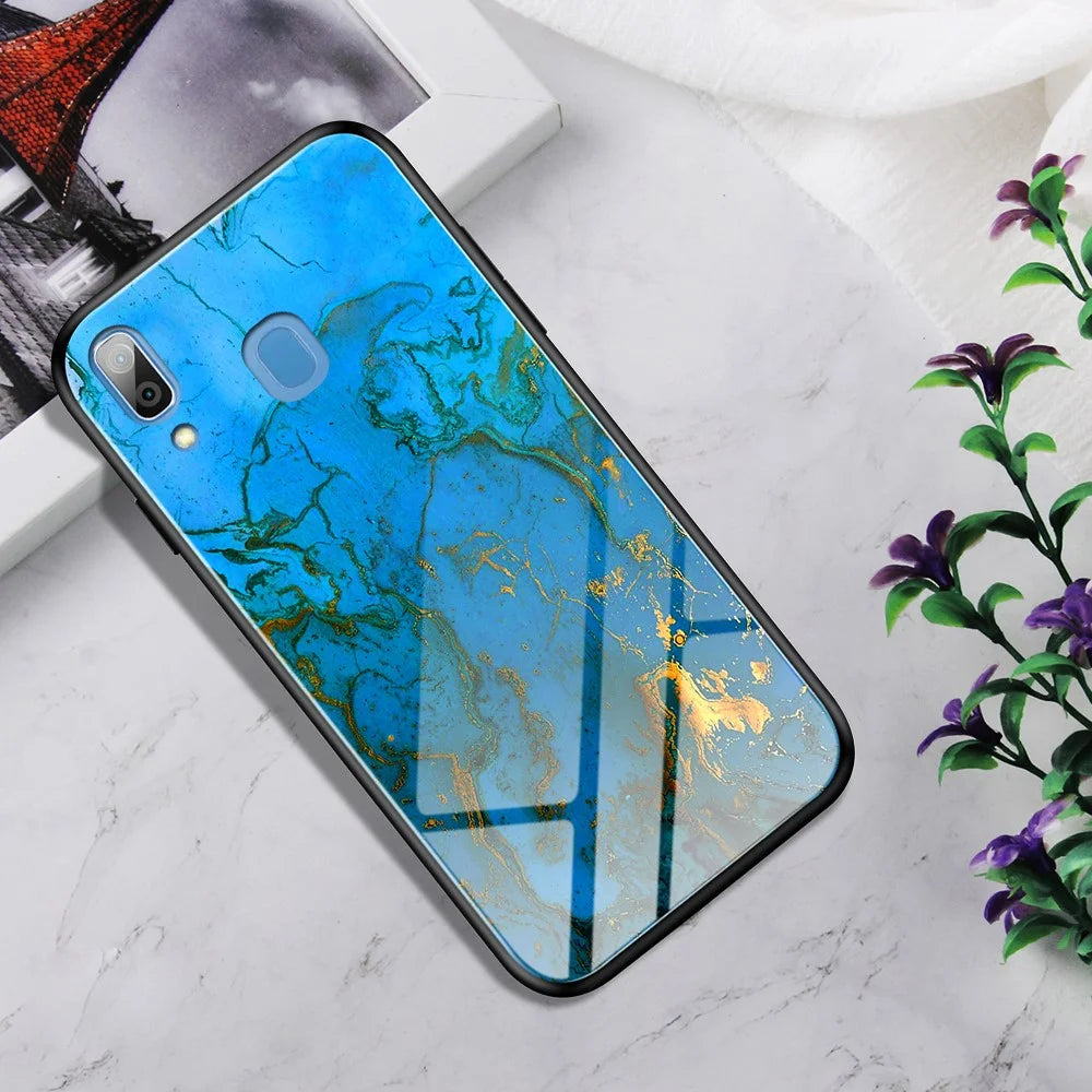 Glass + TPU Hybrid Case for Samsung Galaxy A20/A30 - Sky Blue - 1