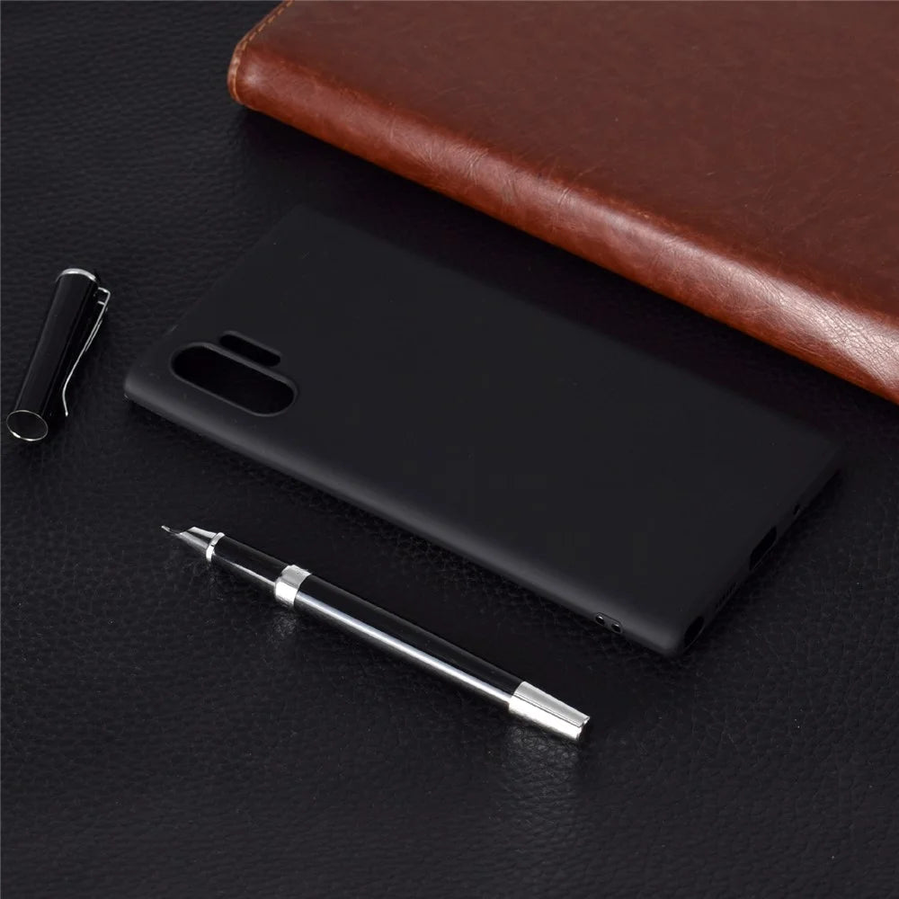 Solid Color Soft Frosted TPU Case for Samsung Galaxy Note 10 Plus/Note 10 Plus 5G - Black - 6
