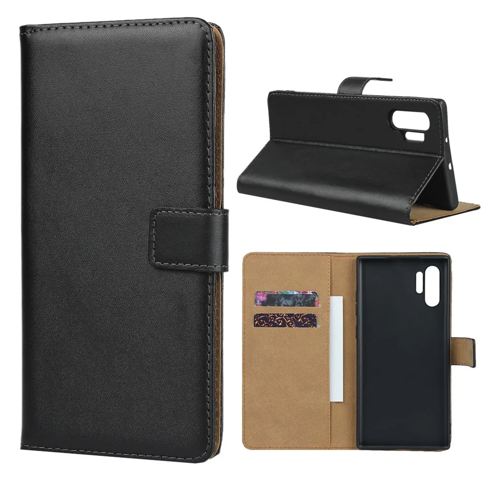 Genuine Leather Phone Case Stand Wallet for Samsung Galaxy Note 10+ / Note 10 Plus / 10 Plus 5G - 1