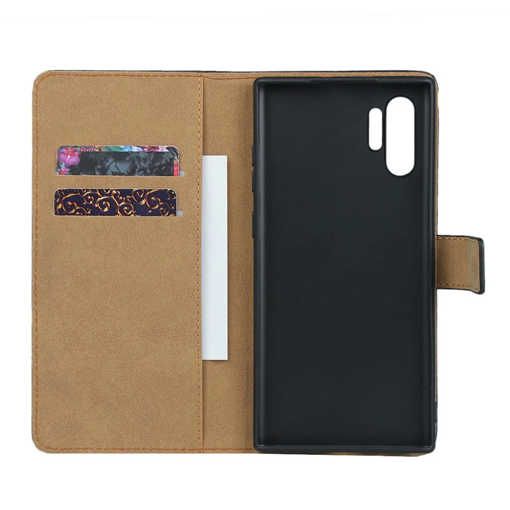 Genuine Leather Phone Case Stand Wallet for Samsung Galaxy Note 10+ / Note 10 Plus / 10 Plus 5G - 5