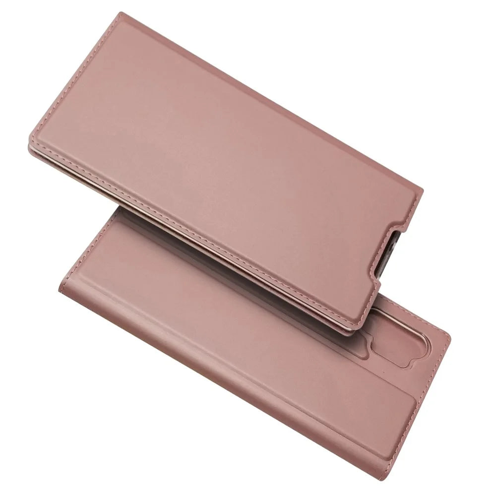 Magnetic Adsorption Leather Card Holder Phone Shell for Samsung Galaxy Note 10 Plus/Note 10 Plus 5G - Rose Gold - 1