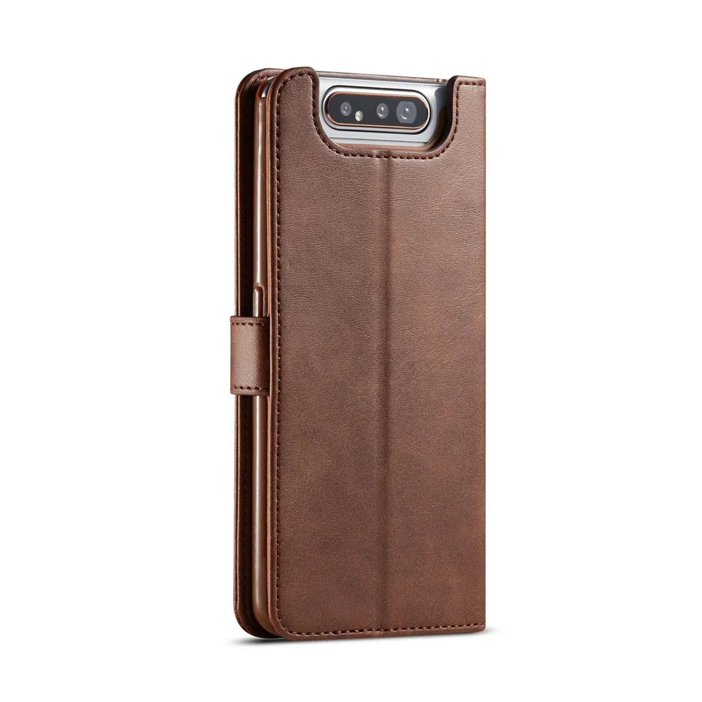 LC.IMEEKE Leather Wallet Stand Phone Cover for Samsung Galaxy A80/90 - Dark Brown - 3