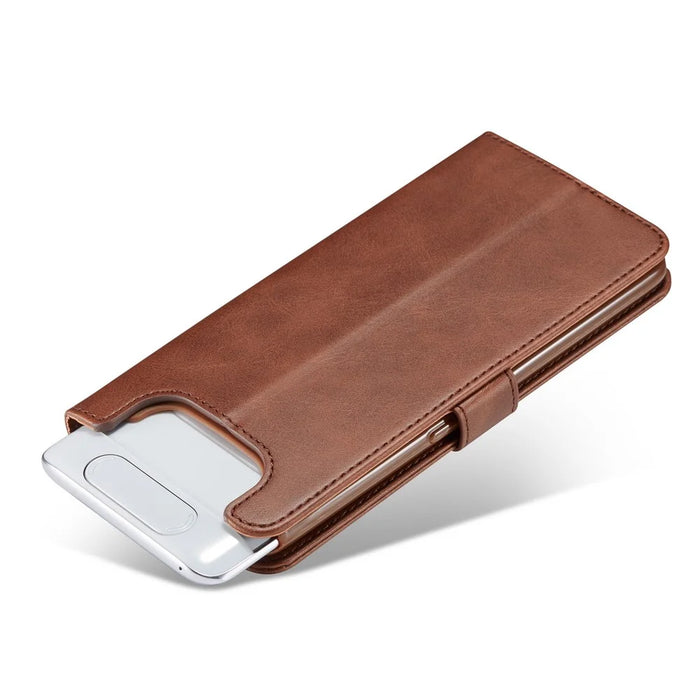 LC.IMEEKE Leather Wallet Stand Phone Cover for Samsung Galaxy A80/90 - Dark Brown - 4