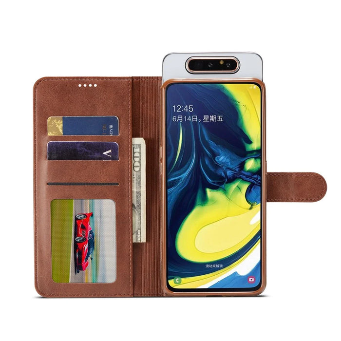 LC.IMEEKE Leather Wallet Stand Phone Cover for Samsung Galaxy A80/90 - Dark Brown - 5