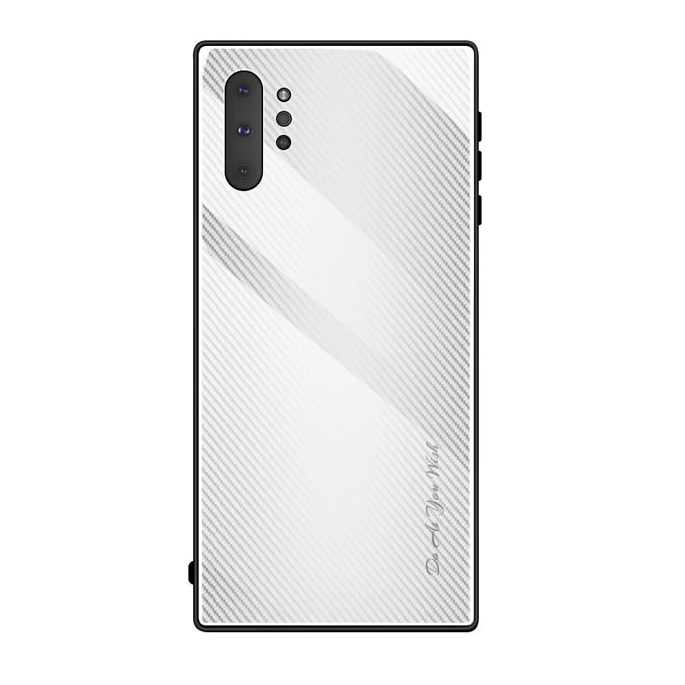 Texture Gradient Tempered Glass Back + Soft TPU Edge Phone Shell for Samsung Galaxy Note 10 Plus/Note 10 Plus 5G - Light Grey/White - 2