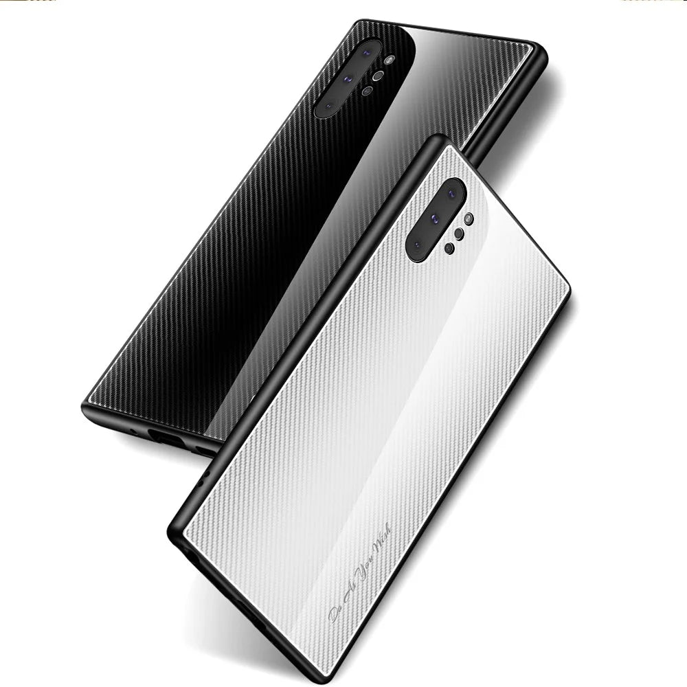 Texture Gradient Tempered Glass Back + Soft TPU Edge Phone Shell for Samsung Galaxy Note 10 Plus/Note 10 Plus 5G - Light Grey/White - 3