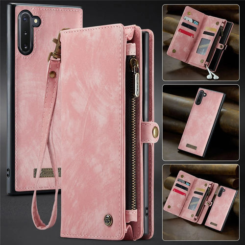 CASEME 008 Series for Samsung Galaxy Note 10 / Note 10 5G PU Leather Wallet Case Multi-function Magnetic Detachable Stand Phone Cover - Pink - 1