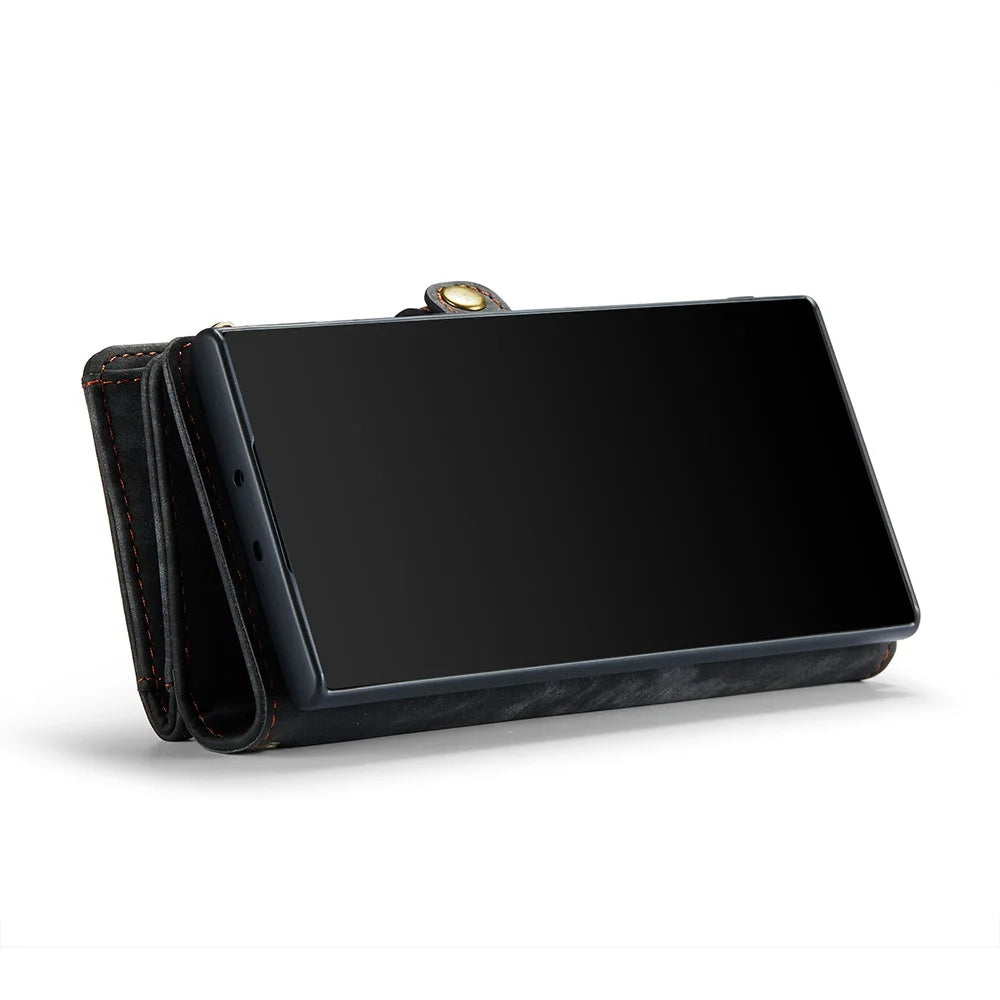 CASEME 008 Series 2-in-1 Multi-slot Wallet Vintage PU Leather Protective Case for Samsung Galaxy Note 10 Plus / 10 Plus 5G - Black - 6