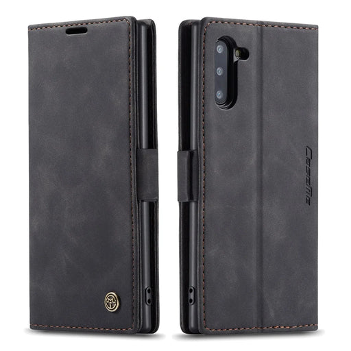 CASEME 013 Series Auto-absorbed Flip Leather Wallet Stand Case for Samsung Galaxy Note 10/Note 10 5G - Black - 2