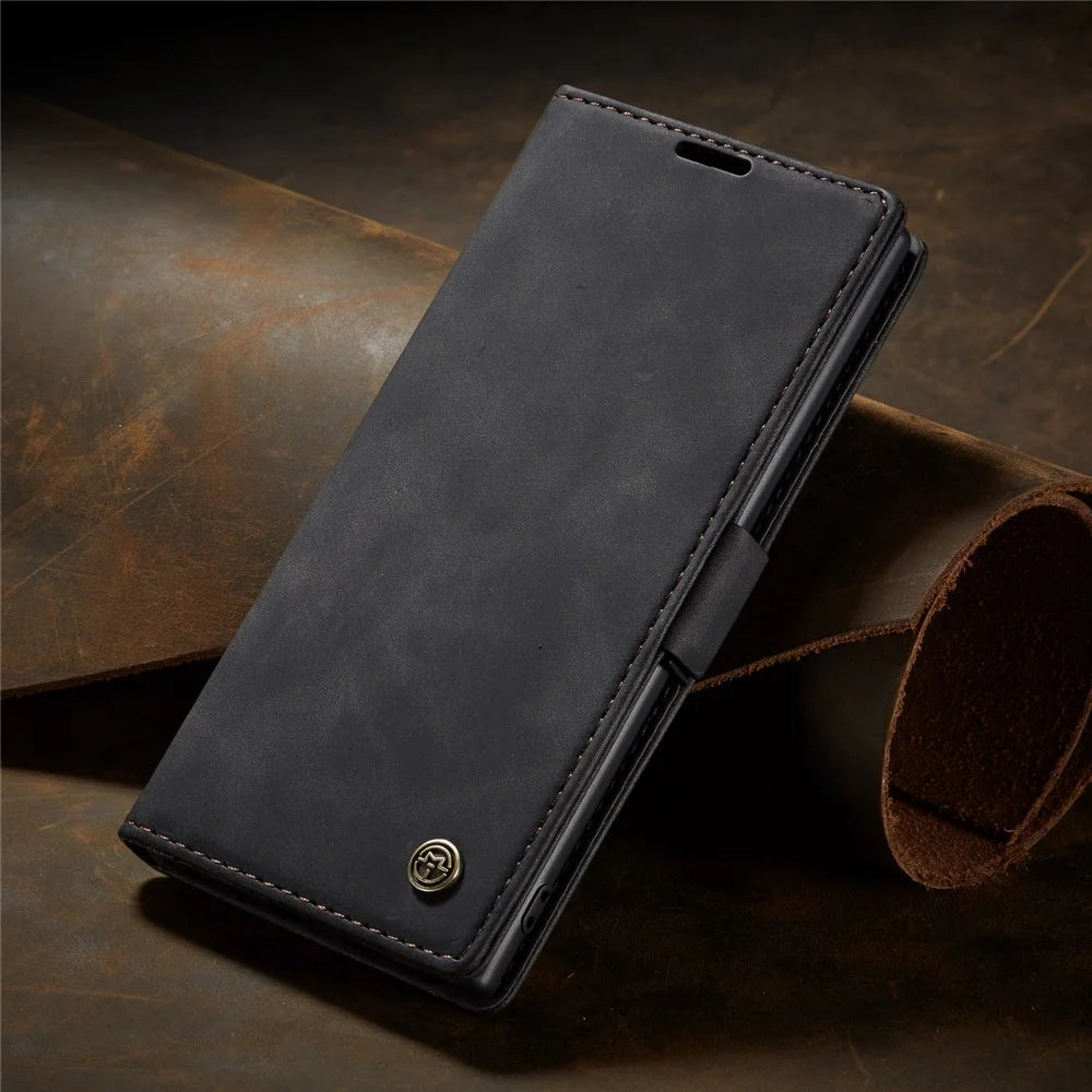 CASEME 013 Series Auto-absorbed Flip Leather Wallet Stand Case for Samsung Galaxy Note 10/Note 10 5G - Black - 7