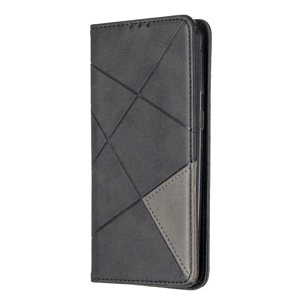 Geometric Pattern Leather Phone Casing for Samsung Galaxy A40 - Black - 2