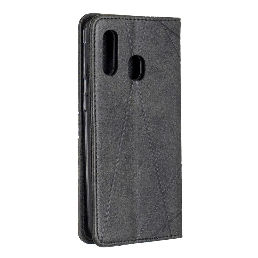 Geometric Pattern Leather Phone Casing for Samsung Galaxy A40 - Black - 3