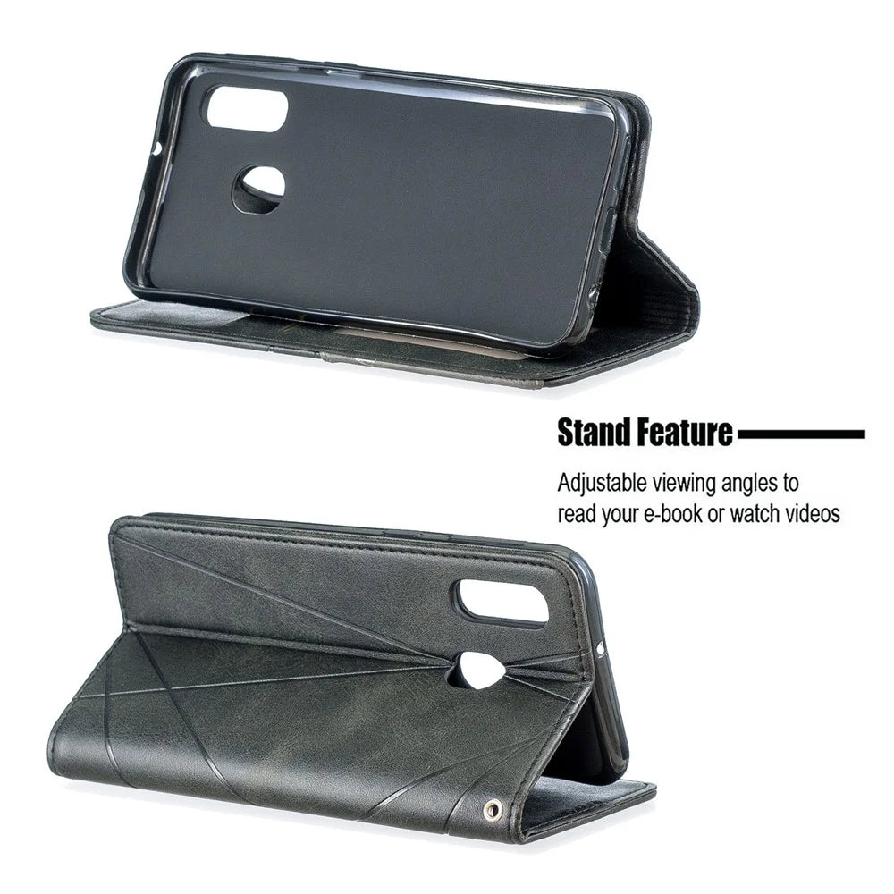 Geometric Pattern Leather Phone Casing for Samsung Galaxy A40 - Black - 5