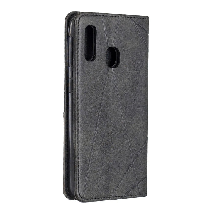 Geometric Pattern Card Slots Leather Case for Samsung Galaxy A20e / A10e - Black - 3