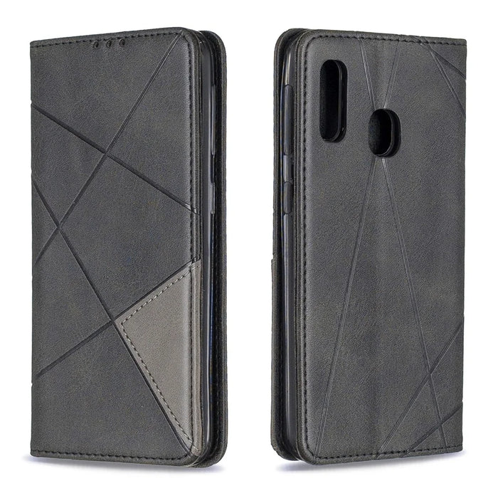 Geometric Pattern Card Slots Leather Case for Samsung Galaxy A20e / A10e - Black - 4