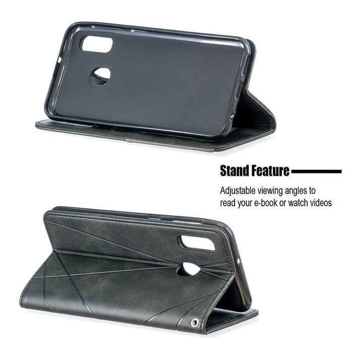 Geometric Pattern Card Slots Leather Case for Samsung Galaxy A20e / A10e - Black - 5