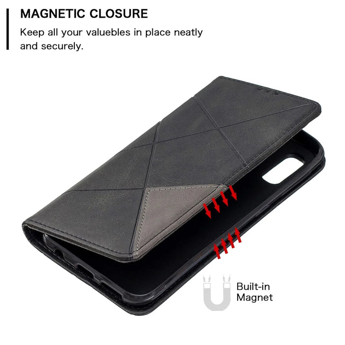 Geometric Pattern Card Slots Leather Case for Samsung Galaxy A20e / A10e - Black - 6
