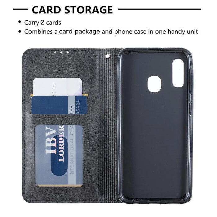Geometric Pattern Card Slots Leather Case for Samsung Galaxy A20e / A10e - Black - 7