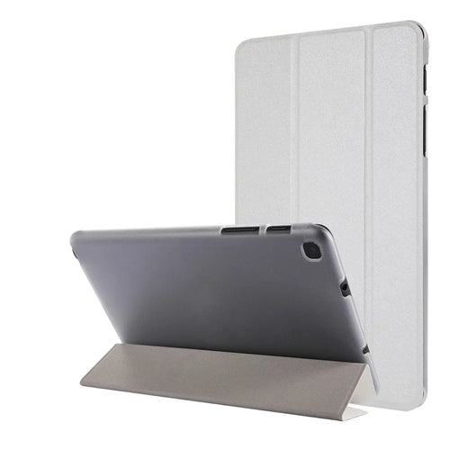 Silk Texture Tri-fold Stand Leather Case for Samsung Galaxy Tab A 8.0 Wi-Fi (2019) T290/ LTE T295 - White - 1