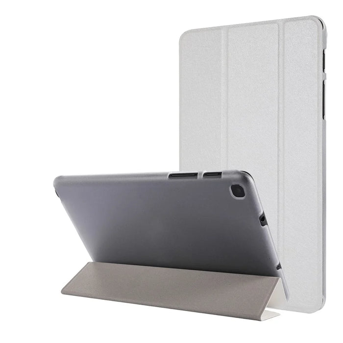 Silk Texture Tri-fold Stand Leather Case for Samsung Galaxy Tab A 8.0 Wi-Fi (2019) T290/ LTE T295 - White - 1