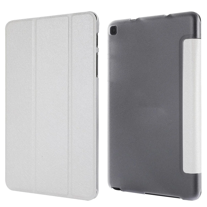 Silk Texture Tri-fold Stand Leather Case for Samsung Galaxy Tab A 8.0 Wi-Fi (2019) T290/ LTE T295 - White - 4
