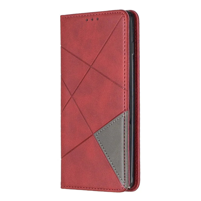 Geometric Pattern Leather Phone Casing with Stand for Samsung Galaxy S10 - Red - 7