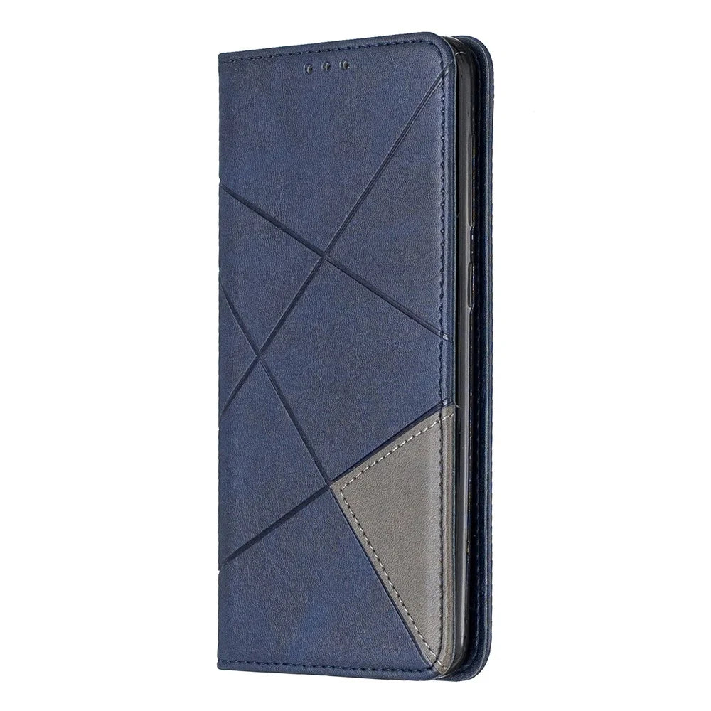 Geometric Pattern Leather Stand Case with Card Slots for Samsung Galaxy A20 / A30 - Blue - 7