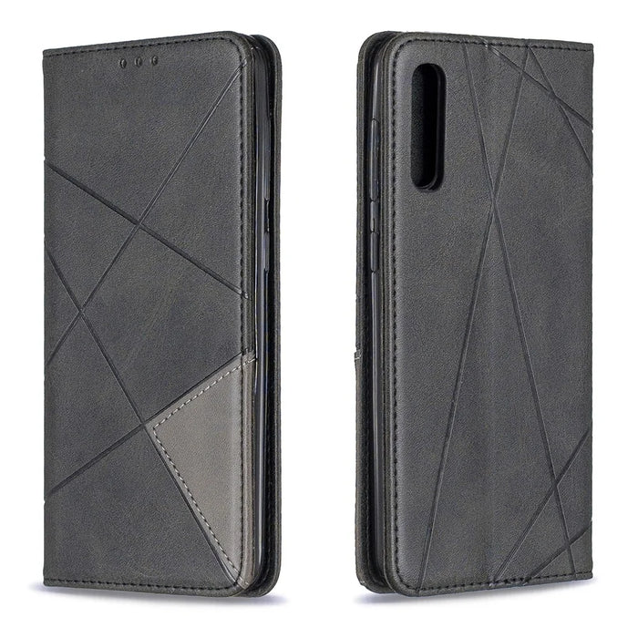 Geometric Pattern Leather Phone Case with Stand for Samsung Galaxy A50 / A50s / A30s - Black - 7